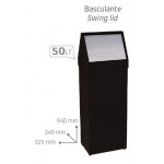 Waste bin with swinging lid MDL in black epoxy powder coated metal Model 790063