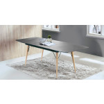 Indoor table TESR Metal and rubber wood frame, 10,5 mm stone glass top and extension. Model 1445-A75G