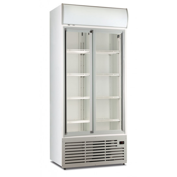 Ventilated refrigerated display 2 doors with backlight canopy KLI Mode CL90TCSLWHITE