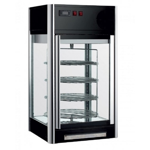 Heated countertop display Model VRC108 Self-rotating structure with n. 4 shelves ø 36 LED lighting