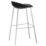 Indoor stool TESR  Chromed metal frame, polypropylene seat, synthetic leather pad. Model 1630-EV23
