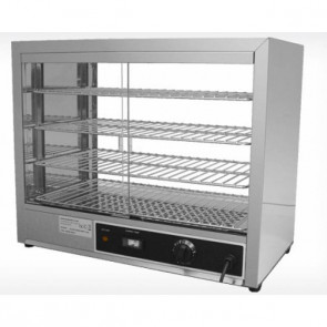 Heated display Model DH580 - 4 extractable and adjustable shelves Sliding glass on 1 side