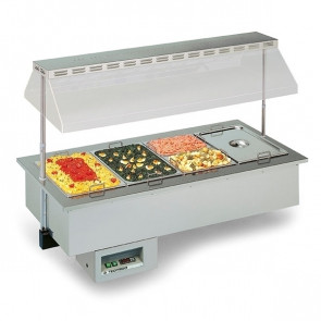 Heated drop in and built-in furniture with plexiglass cover Model SINFONIA 5 BAIN-MARIE Capacity 5 gastronorm containers Gn1/1