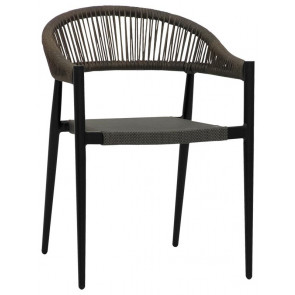 Outdoor armchair TESR Powder coated aluminum frame, textylene seat, backrest in rope. Model 1637-E72