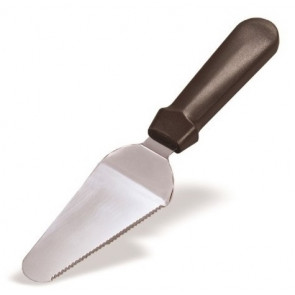 Triangular Spatula Tempered AISI 420 stainless steel blade with conical sharpening, satin finish. Handle in rubberized non-toxic material, anti-slip and dishwasher safe. Blade length cm. 15 Model CL1245
