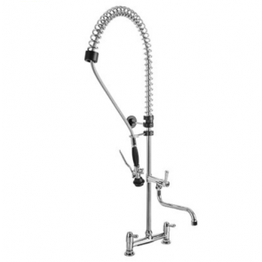 Two holes pre-rinse unit - swinging spout in the middle of the tube MNL Model R0102020157