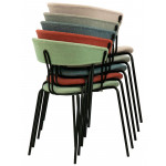 Stackable indoor chair TESR Powder coated metal frame, seat and backrest in fabric. Model 1904-RD03
