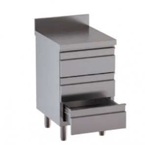 Stainless steel self-supporting cabinet with 3 drawers With upstand with worktop Model DSNCT056A
