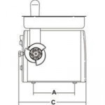 Meat grinder Model TC12 DENVER Hourly production kg/h. 85 Power watt 550 - Hp 0,75 Stainless steel plate and knife. Ventilated motor.