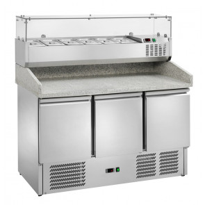 Refrigerated saladette for pizzeria with display case Model AK943PZ+AK14433 6xGN 1/4