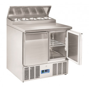 Refrigerated saladette GN1/1 with stainless steel sandwich top Model CRS90A - 2 self-closing doors Static refrigeration