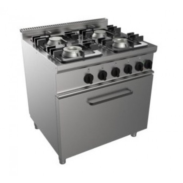Gas range 4 burners CI Model RisCu044 with static electric oven cm L 54,5 x P 53 x 35 H Gas power 18 kW