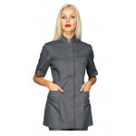 Woman Antigua blouse  SHORT SLEEVE 65% Polyester 35% Cotton GREY Avaible in different sizes Model 003012M