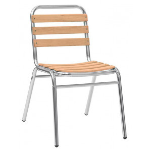 Stackable outdoor chair TESR Anodized aluminum frame, Ø 28 x 1,8 mm, oak bands Model 040-ALW07