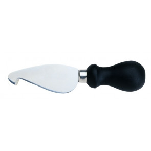 Hooked cheese knife Tempered AISI 420 stainless steel blade with conical sharpening, satin finish.  Handle in rubberized non-toxic material, anti-slip and dishwasher safe.Blade. Cm 10 Model CL1223