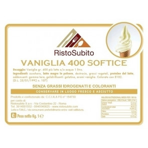 Powdered flavoured preparation for Gelato Soft/Vanilla/400 without hydrogenated fats Packs of gr 1000 in cartons of 15 bags Model 41