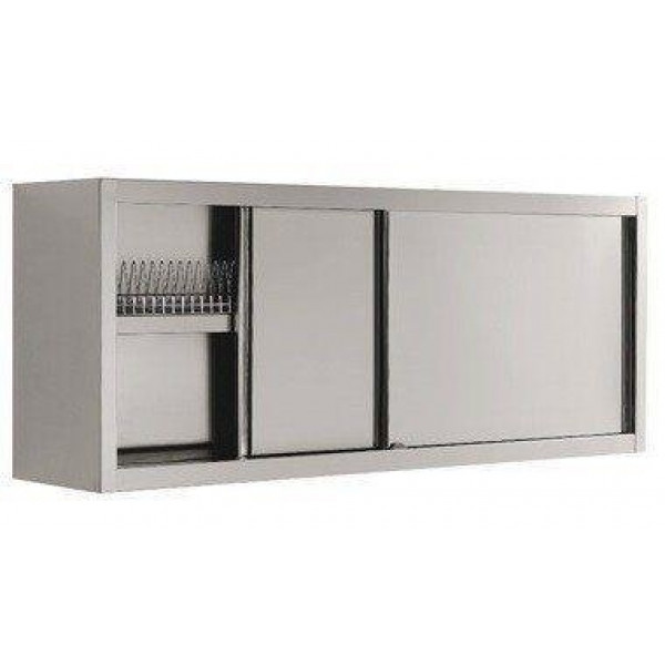Dish drainer hanging cabinet with sliding doors stainless steel AISI 304 Model PA1RS1146