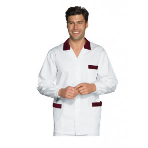 Chef jacket Peter Long sleeve 100% Cotton White and bordeaux Available in different sizes Model 036103