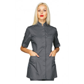 Woman Antigua blouse  SHORT SLEEVE 65% Polyester 35% Cotton GREY Avaible in different sizes Model 003012M