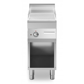 Electric fry top Chromed striped plate MDLR Open cabinet Model F7040FTECRA