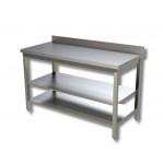 Stainless steel table With upstand with 2 shelves Model G2R126A