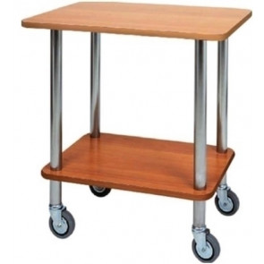 Trolleys Model CA901 Gueridon Shelves Trolley in melamine walnut with rubber edge.
