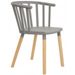 Indoor armchair TESR Powder coated metal frame, wood legs, polypropylene shell Model 1525-D24