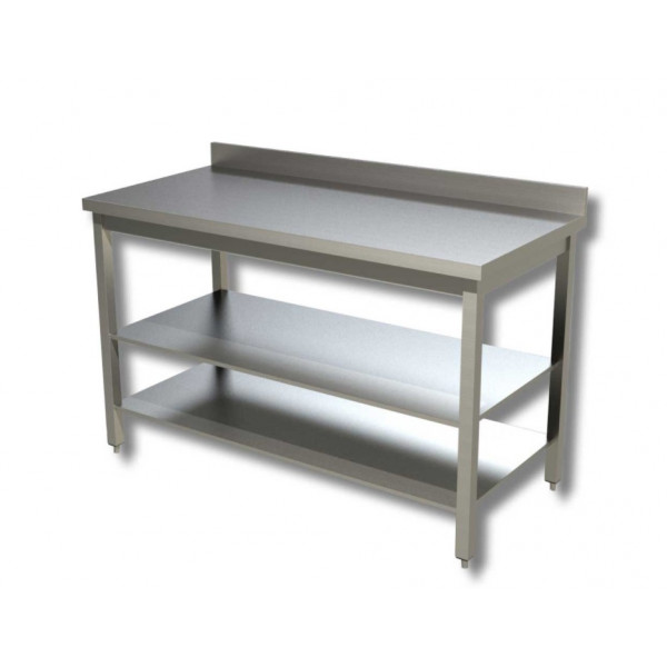 Stainless steel table With upstand with 2 shelves Model G2R157A