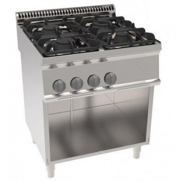 Gas range 4 burners with open cabinet TX Power 19.5 kW Model PC70G7A