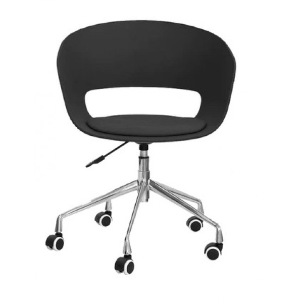 Indoor armchair TESR Chromed metal frame, polypropylene shell, synthetic leather pad Model 1491-YG98