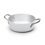 Shallow saucepan 2 handles in aluminium for induction Thickness 3 cm Size ø cm. 24 x 9h Hot floor dimensions ø cm. 18 Capacity ' lt. 4,1 Model 290-324