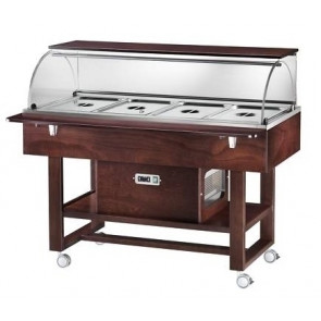 Wooden heated bain-marie display Model ELC2834W Colour walnut or wenge