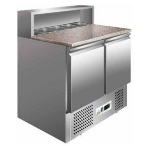 Static refrigerated Saladette Model G-PS900 two doors Granite work surface