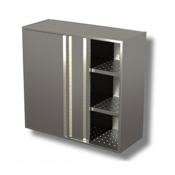 Hanging cabinet with sliding doors and draining boards stainless steel AISI 430 or 304 Model PAF14410