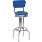 Indoor stool TESR Chromed metal frame Swivel seat Synthetic leather seat and backrest Model 245-B030