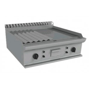 Countertop gas fry top CI Model RisFry018 2 cooking zones 1/2 smooth 1/2 striped plate Power kW 12