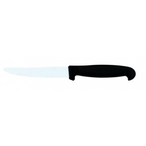 Table Knife Tempered AISI 420 stainless steel blade with conical sharpening, satin finish., Handle in rubberized non-toxic material, anti-slip and dishwasher safe. Blade Cm 11 Model CL1237