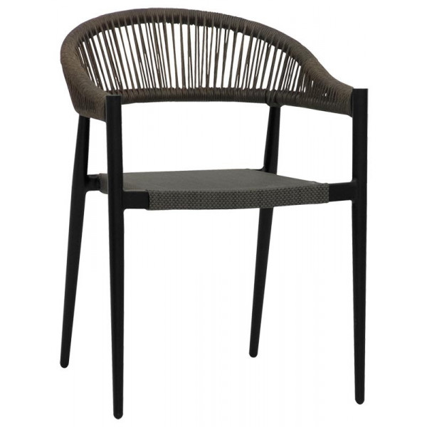 Outdoor armchair TESR Powder coated aluminum frame, textylene seat, backrest in rope. Model 1637-E72