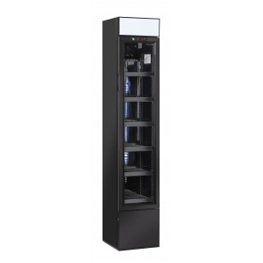 Refrigerated drinks display Model DC105B Self closing black door with double temperated glass