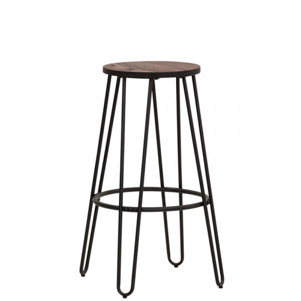 Indoor stool TESR Powder coated metal frame, wood seat Model 1785-M58