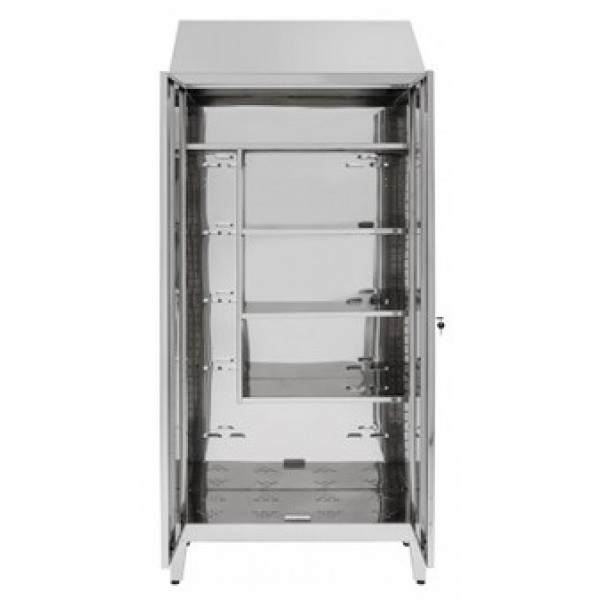 Brooms locker for pulls water made of stainless steel 304 IXP n.2 hinged doors Model 69606