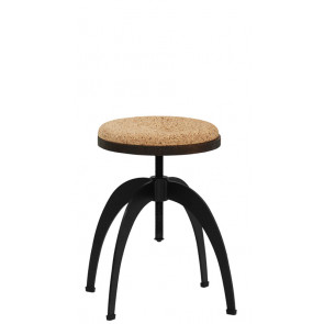 Indoor stool TESR Powder coated metal frame, adjustable wood and cork seat. Model 1915-CD03