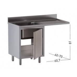 Stainless steel cupboard sink one tub with drainer and hollow for dishwasher Model ALS/D126