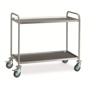 Stainless steel service trolley Model CR285 two shelves