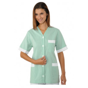 Woman Medina blouse SHORT SLEEVE 100% Cotton GREEN STRIPED Avaible in different sizes Model 006724