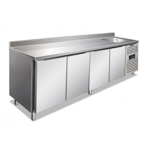 Ventilated refrigerated counter with sink and backsplash Model CLV4200TN Four doors
