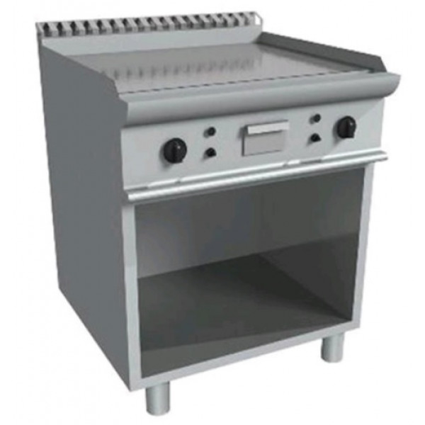 Gas fry top CI Model RisFry022 2 cooking zones SMOOTH PLATE open cabinet Power kW 12