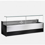 Refrigerated food counter ideal for deli cheese and gastronomy Zoin Model Mesetas MT350PSCG Straight glass upwards opening Ventilated refrigeration with storage Built-in group