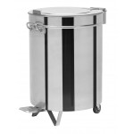 Stainless steel round waste bin with wheels Model WA100P