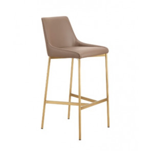 Indoor stool TESR Metal frame, brushed brass color, padded seat and backrest, fabric or synthetic leather covering Model 471-GA3